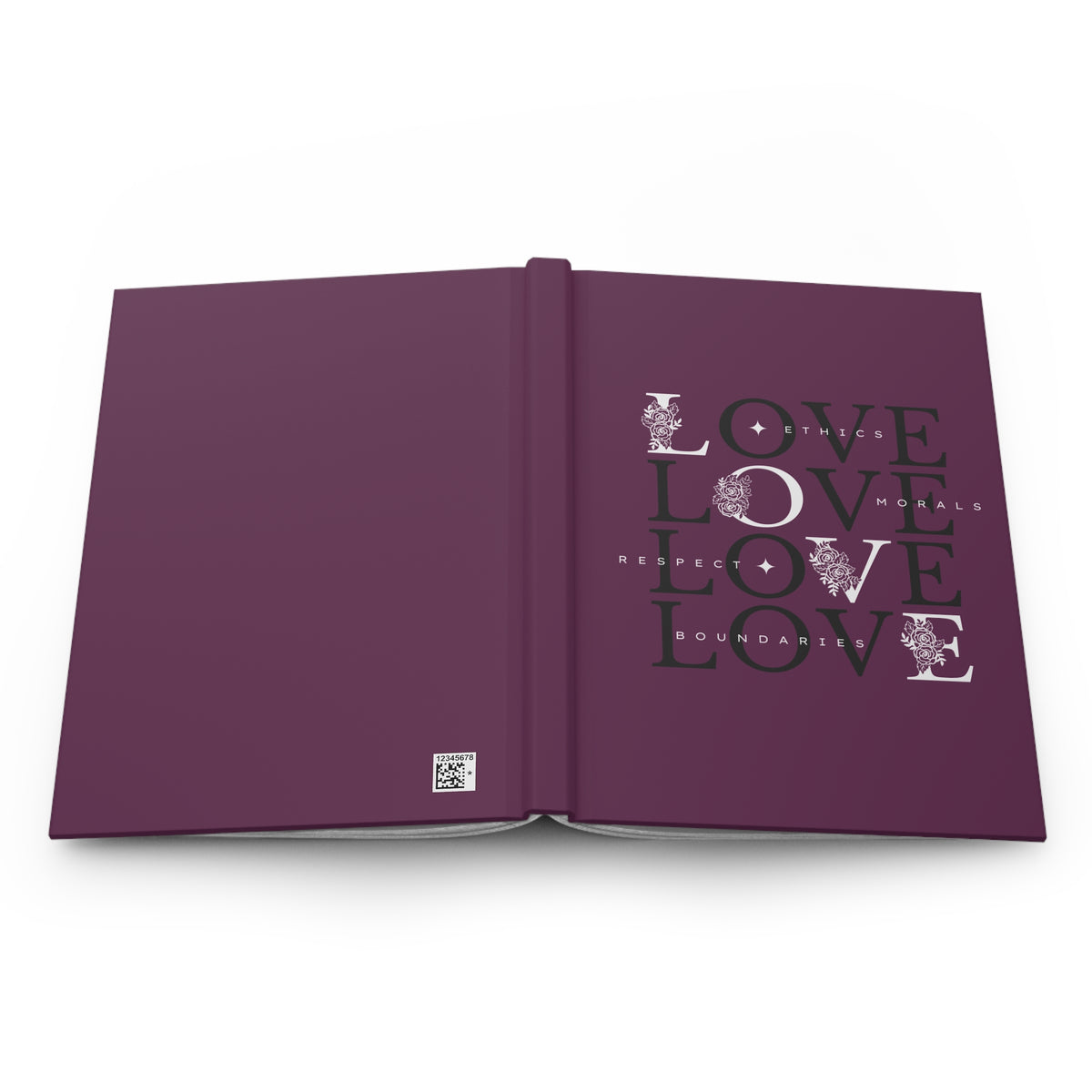 Love boundaries Hardcover Journal — Matte deep purple Notebook