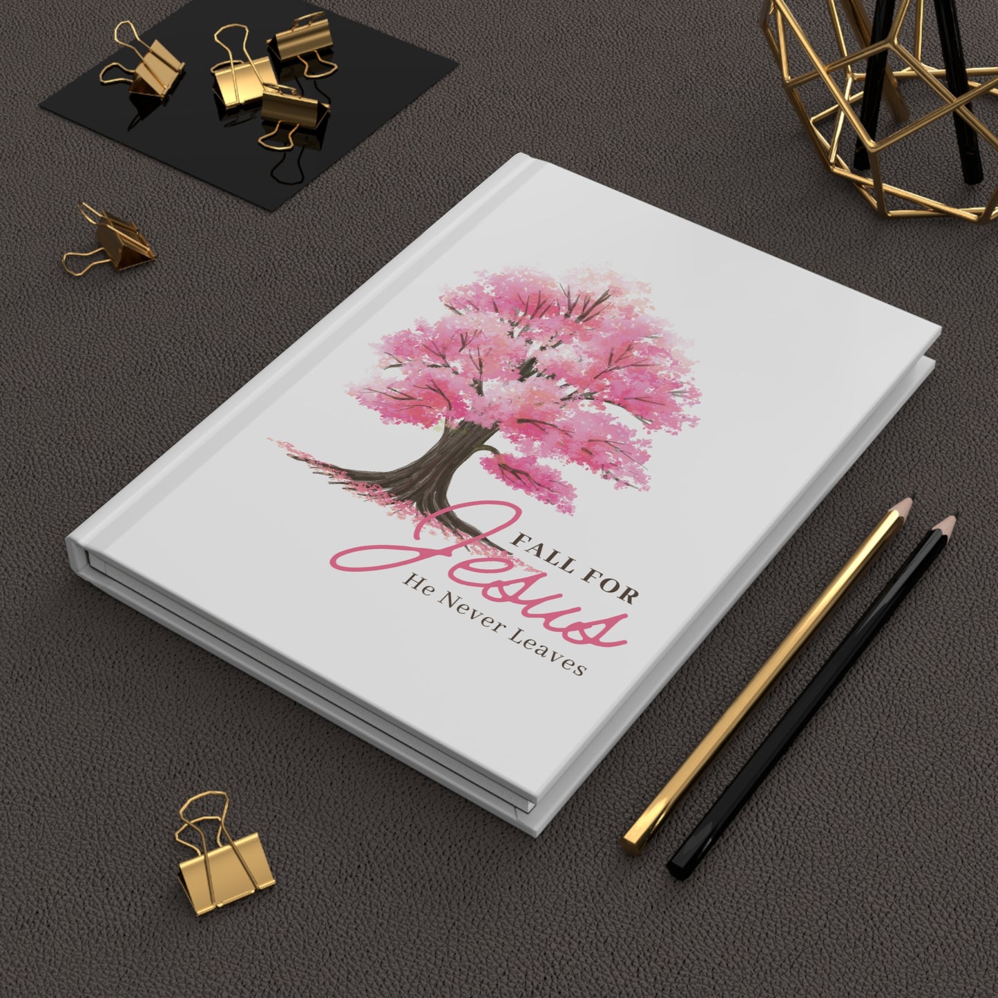 Fall for Jesus Hardcover Journal — Pink Tree Christian Prayer & Devotional Notebook