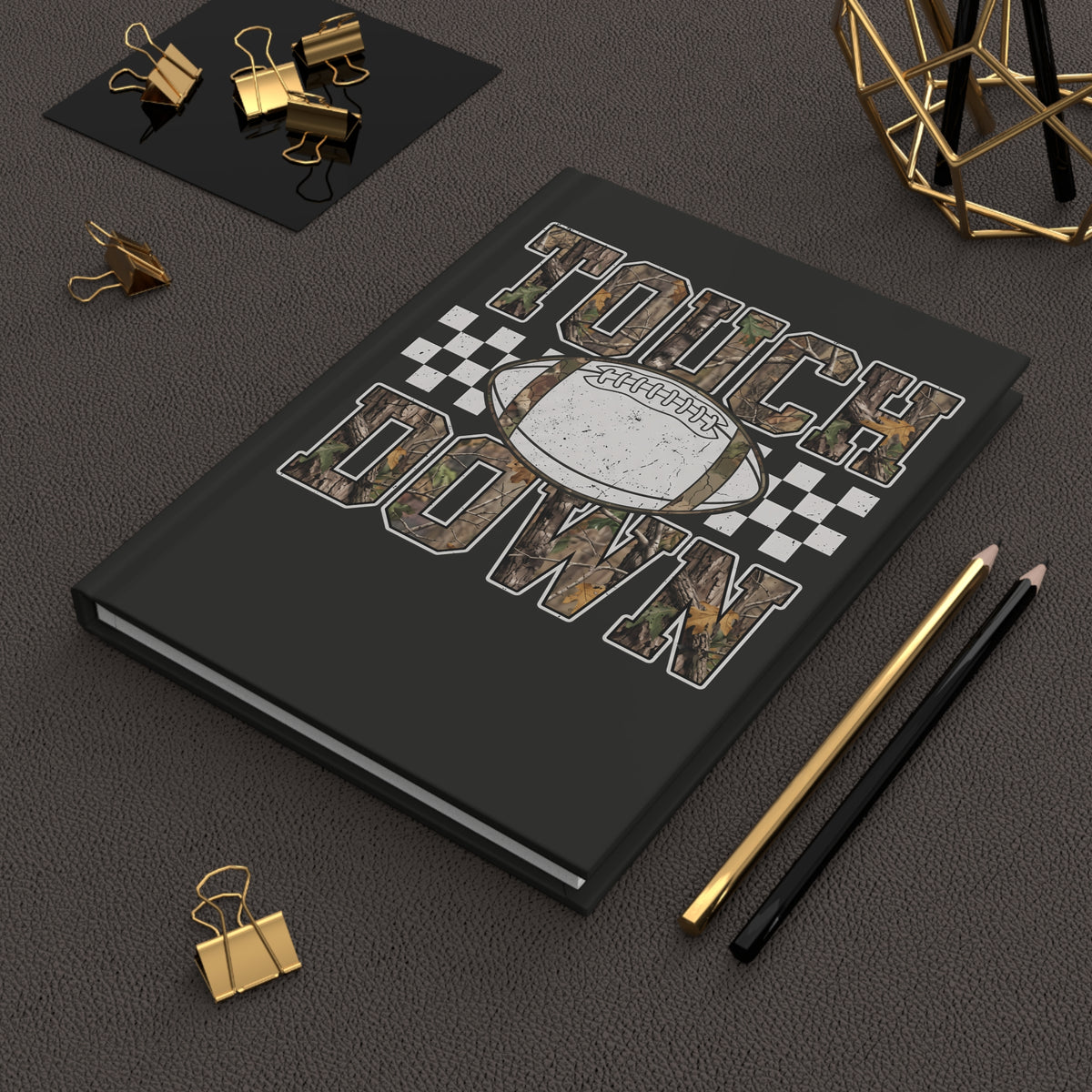 Touchdown Football Journal — Camo Grunge Lined Hardcover Notebook
