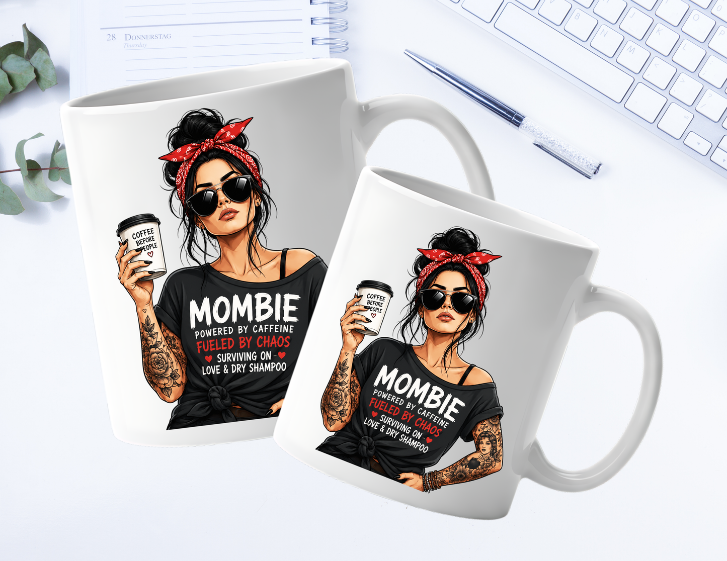 Ceramic Mug — Tattooed Coffee Lover Illustration (11oz, 15oz)