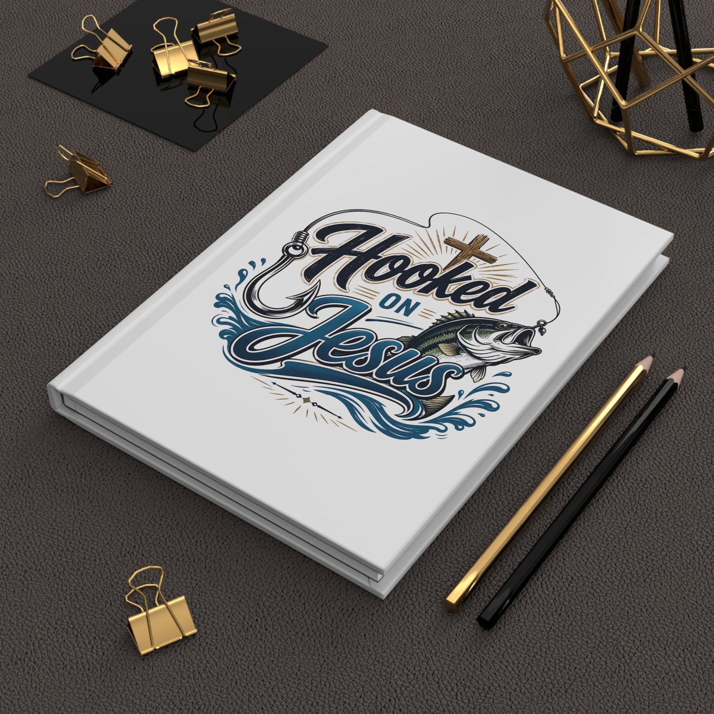 Hooked on Jesus Hardcover Journal — Fishing Faith Notebook for Christian Anglers
