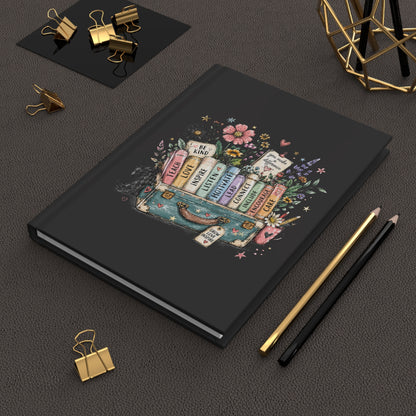 Hardcover Journal — 'Books & Blossoms' Floral Book Lover Notebook