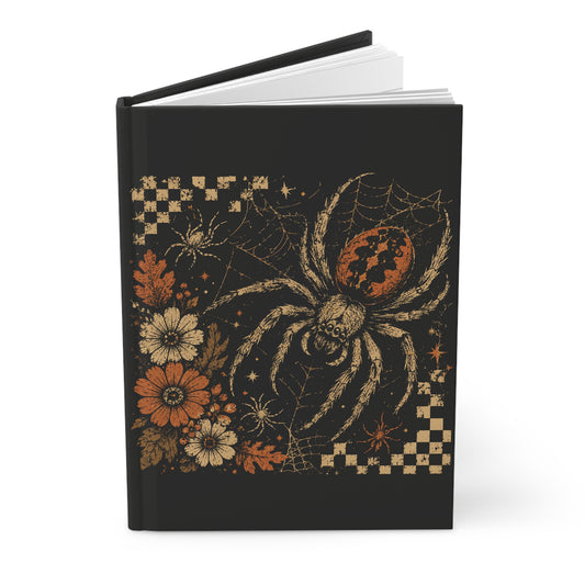 Spider & Floral Hardcover Journal — Halloween Gothic Lined Notebook