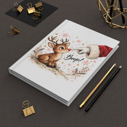 Christmas Reindeer Journal — 'Boop!' Hardcover Lined Notebook