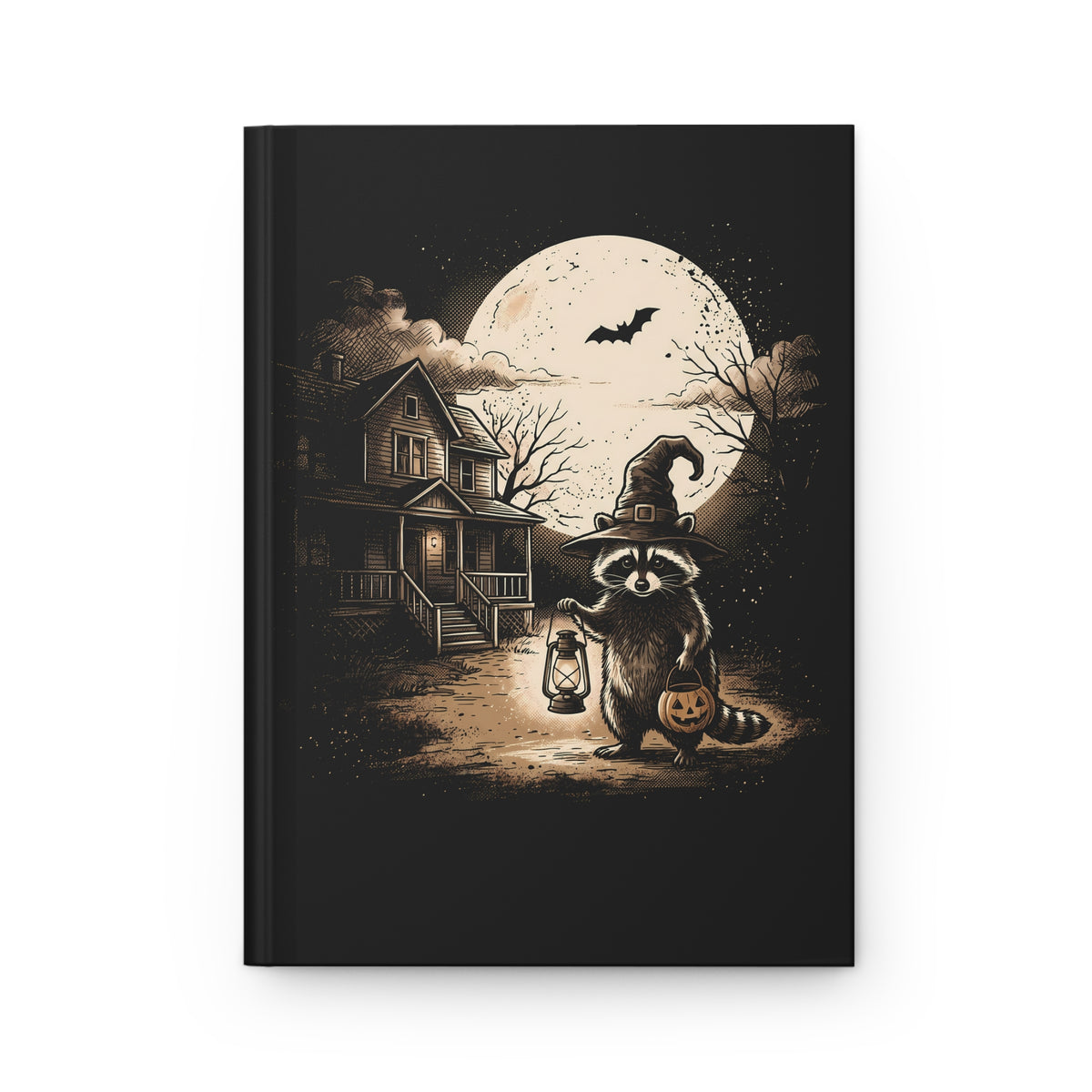Halloween Raccoon Journal — Cute Spooky Hardcover Lined Notebook