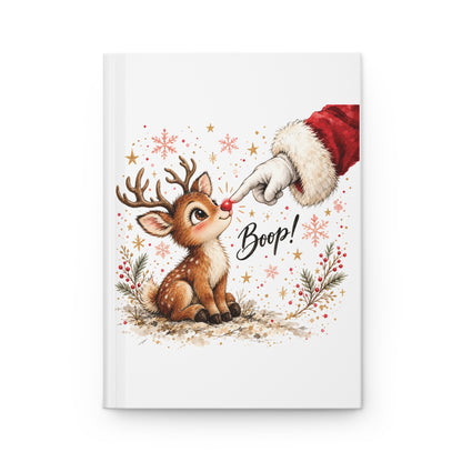 Christmas Reindeer Journal — 'Boop!' Hardcover Lined Notebook