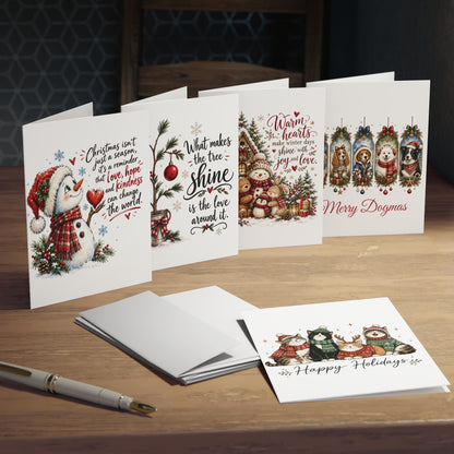 Christmas Greeting Cards 5-Pack – Vintage Holiday Designs, Merry Christmas & Happy Holidays