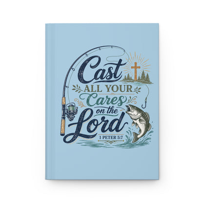 Hardcover Journal – "Cast All Your Cares on the Lord" Christian Fishing Devotional Notebook