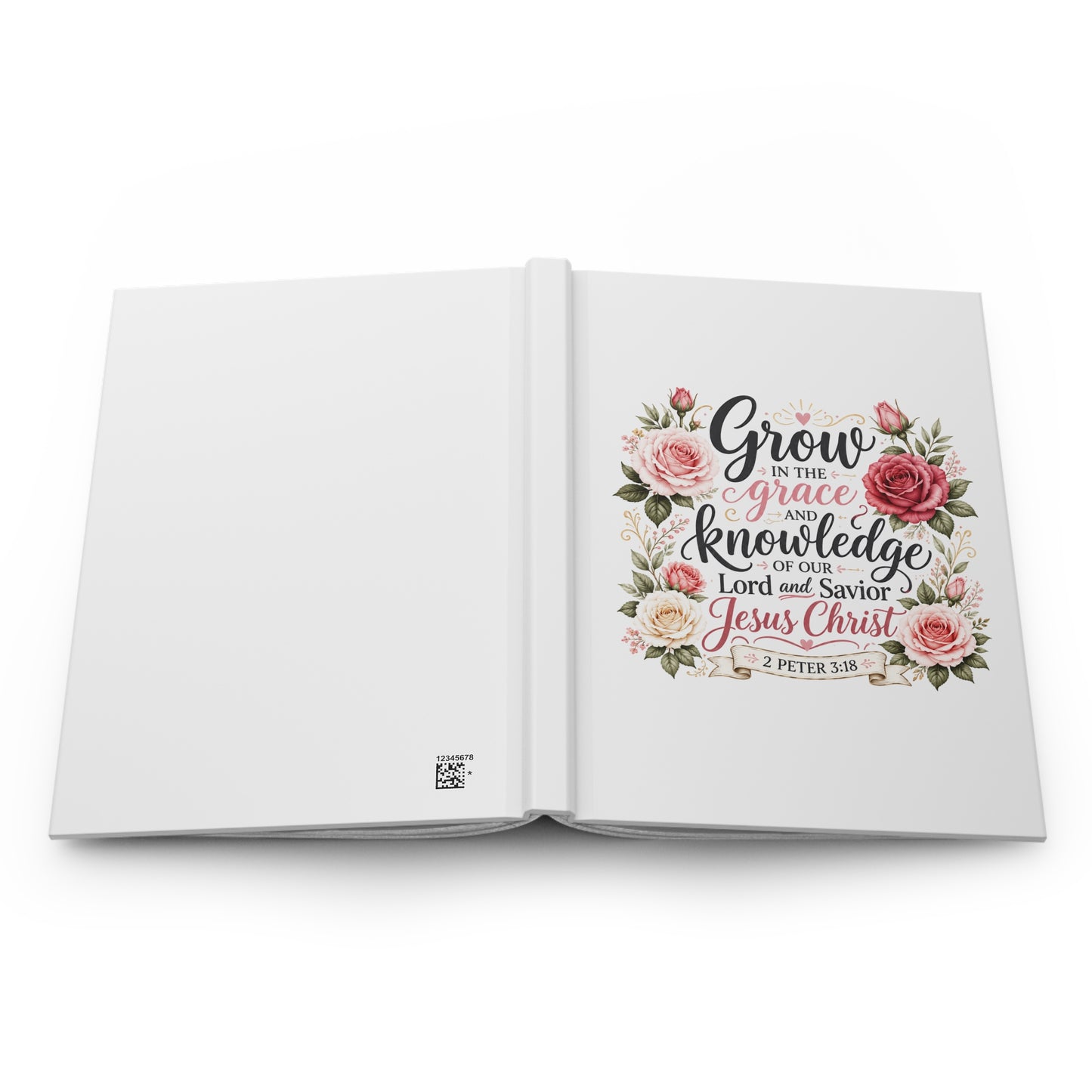 Grow in Grace & Knowledge Hardcover Journal — Christian Floral Scripture Notebook (2 Peter 3:18)