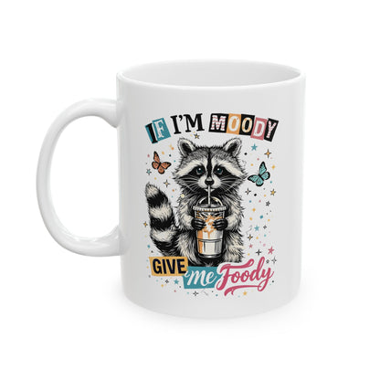Raccoon & Butterfly Ceramic Mug – 'Be Kind, Give Love' Cute Nature Coffee Cup (11oz)