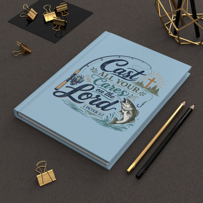 Hardcover Journal – "Cast All Your Cares on the Lord" Christian Fishing Devotional Notebook
