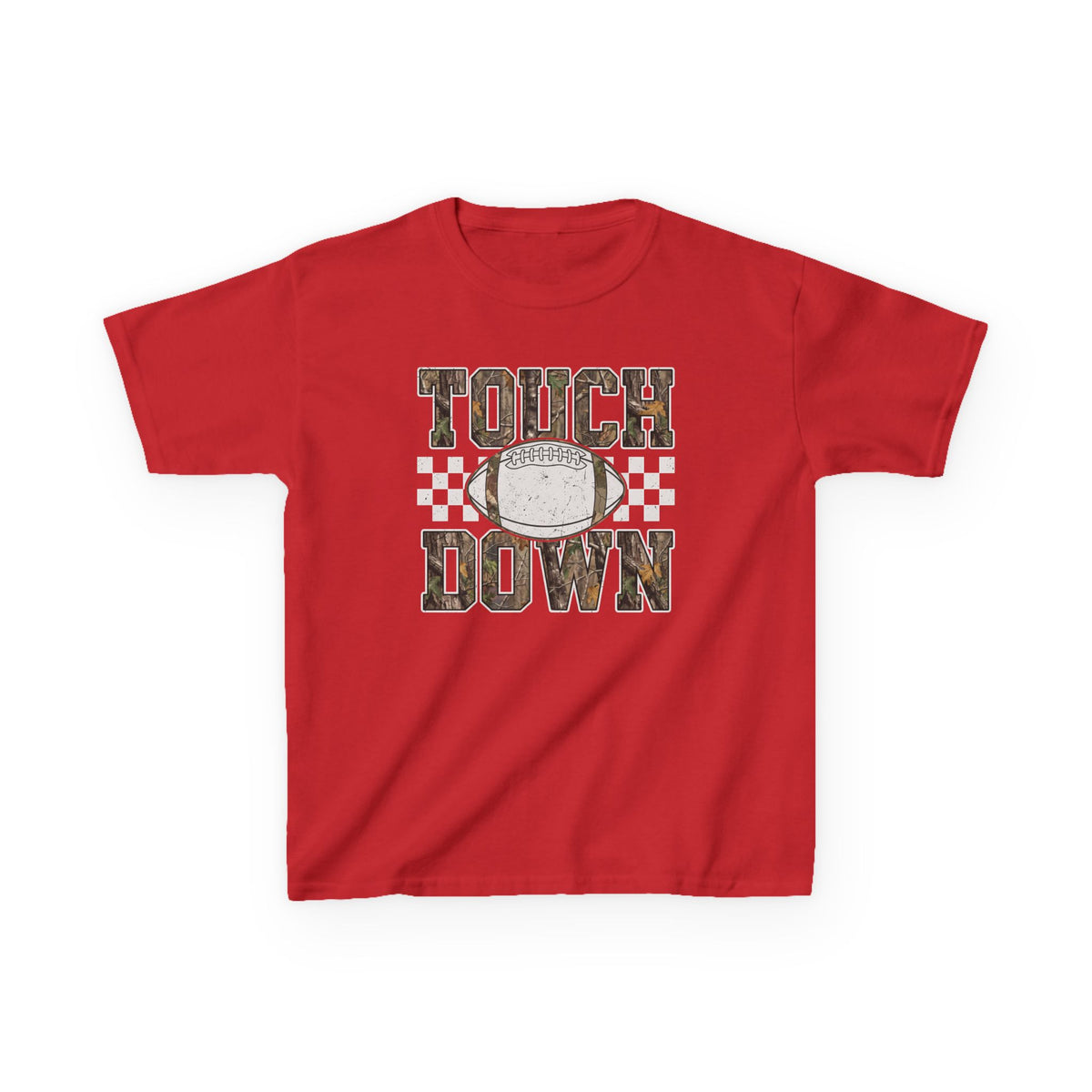 Kids Football "Touchdown" Tee — Vintage Helmet & Checkered Design
