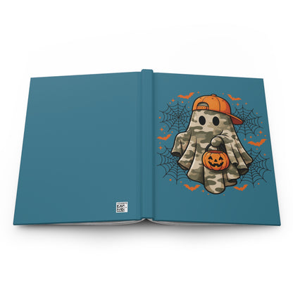 Halloween Camo Ghost Hardcover Journal — Lined Notebook for kids