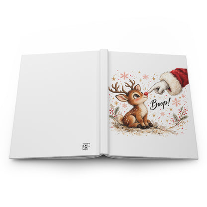 Christmas Reindeer Journal — 'Boop!' Hardcover Lined Notebook