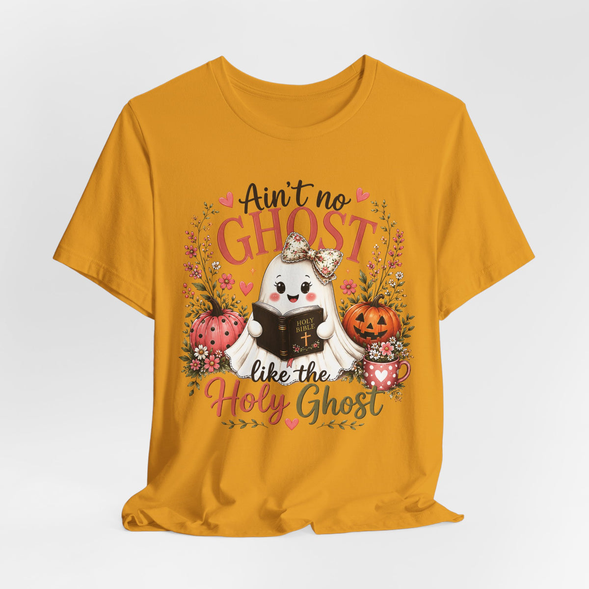 Halloween Ghost Tee — “Ain’t No Ghost Like the Holy Ghost” Cute Faith Pumpkin Shirt