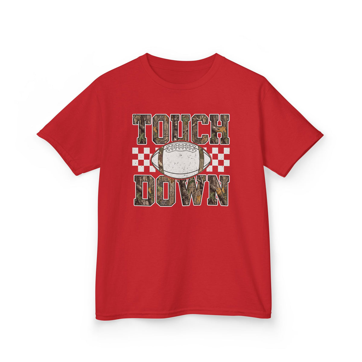 Kids Football "Touchdown" Tee — Vintage Helmet & Checkered Design