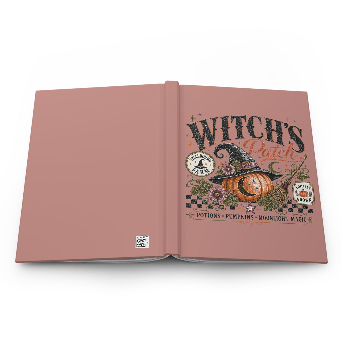 Witch's Patch Hardcover Journal — Pumpkin Witch Hat Lined Notebook for Halloween & Fall