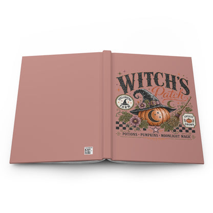 Witch's Patch Hardcover Journal — Pumpkin Witch Hat Lined Notebook for Halloween & Fall