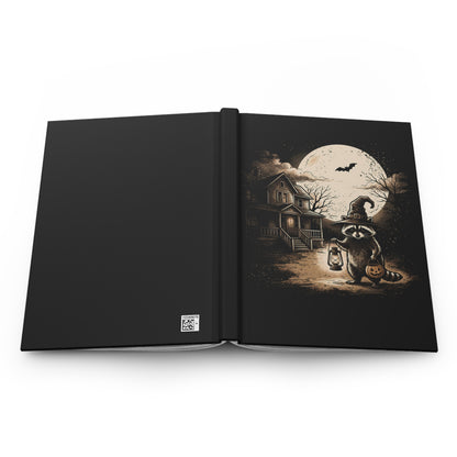 Halloween Raccoon Journal — Cute Spooky Hardcover Lined Notebook