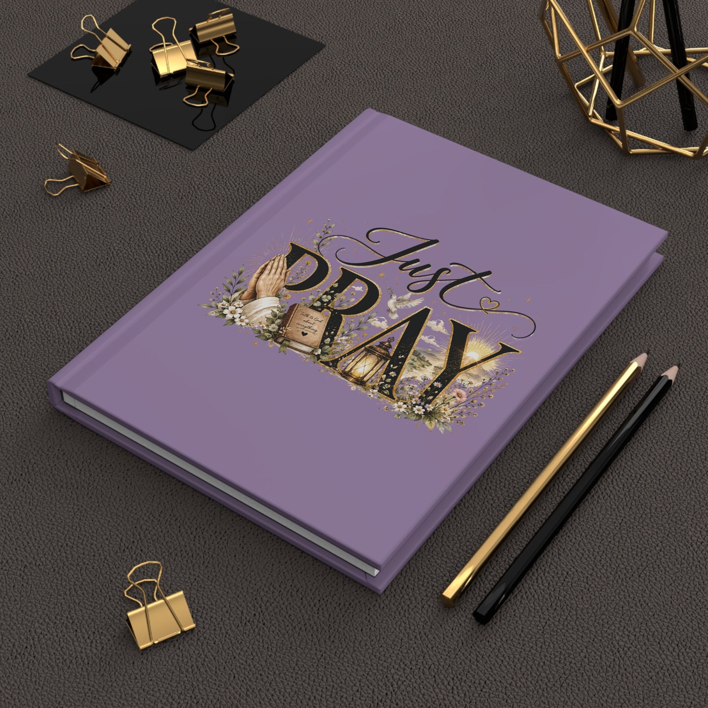 Hardcover Journal — "Just Pray" Inspirational Prayer Notebook (Matte Lavender)