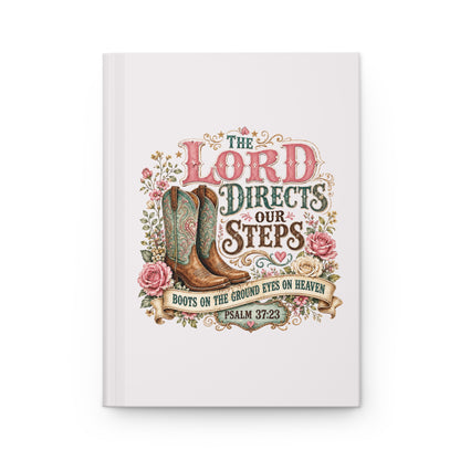 Christian Journal — "The Lord Directs Our Steps" Floral Cowboy Boots Hardcover