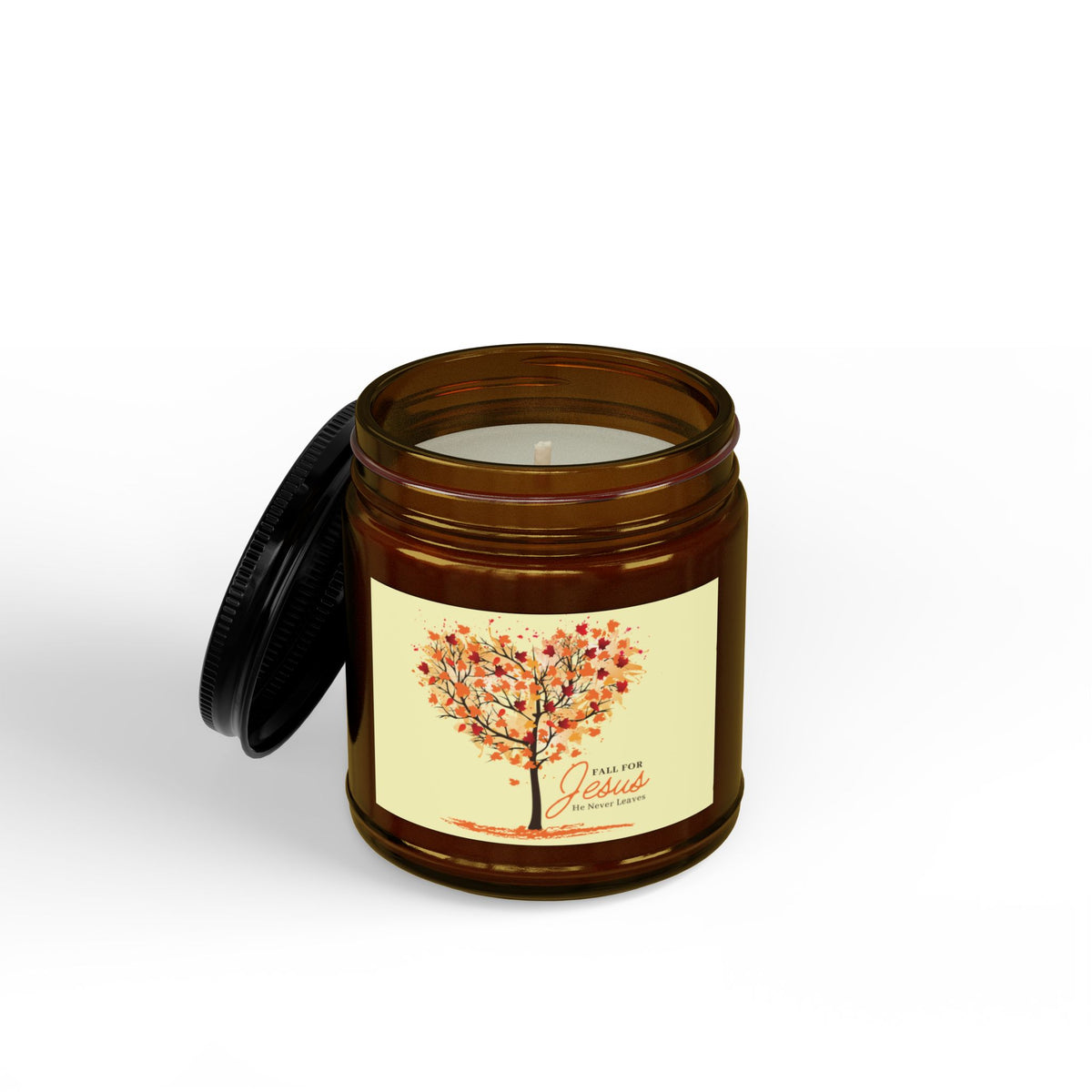 Faithful Autumn Soy Candle — "Fall for Jesus" Amber Jar (4 & 9 oz)