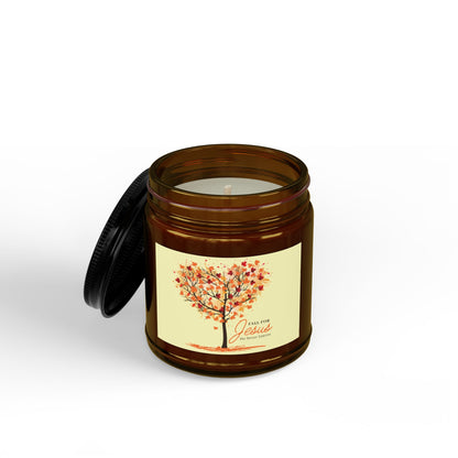 Faithful Autumn Soy Candle — "Fall for Jesus" Amber Jar (4 & 9 oz)