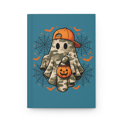 Halloween Camo Ghost Hardcover Journal — Lined Notebook for kids