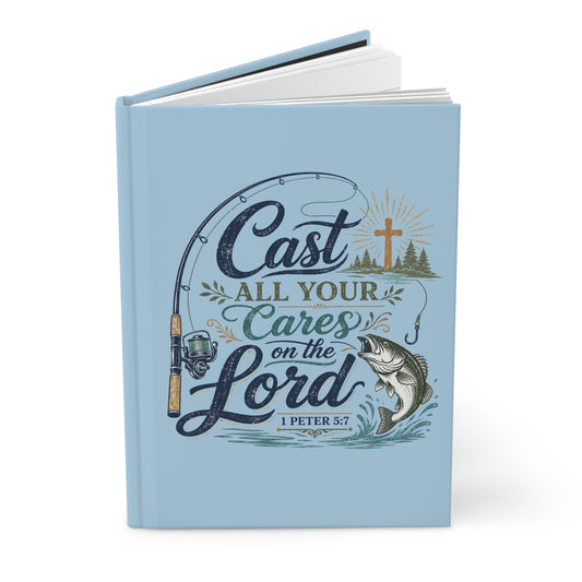 Hardcover Journal – "Cast All Your Cares on the Lord" Christian Fishing Devotional Notebook
