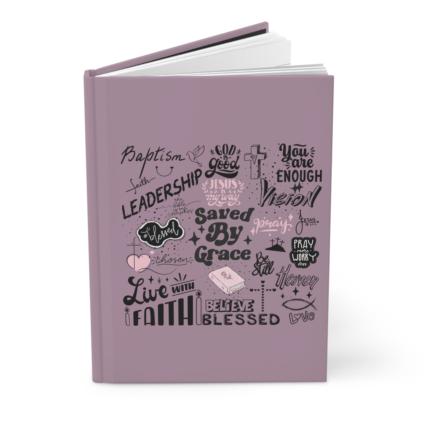 Faith-Inspired Hardcover Journal — "Saved By Grace" Christian Scripture Notebook