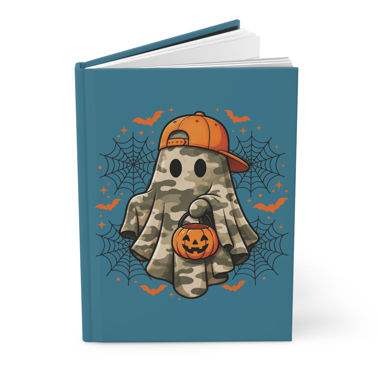 Halloween Camo Ghost Hardcover Journal — Lined Notebook for kids