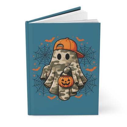 Halloween Camo Ghost Hardcover Journal — Lined Notebook for kids