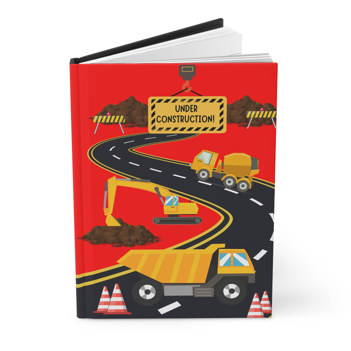 Construction Trucks Hardcover Journal — "Under Construction" Lined Notebook for Kids
