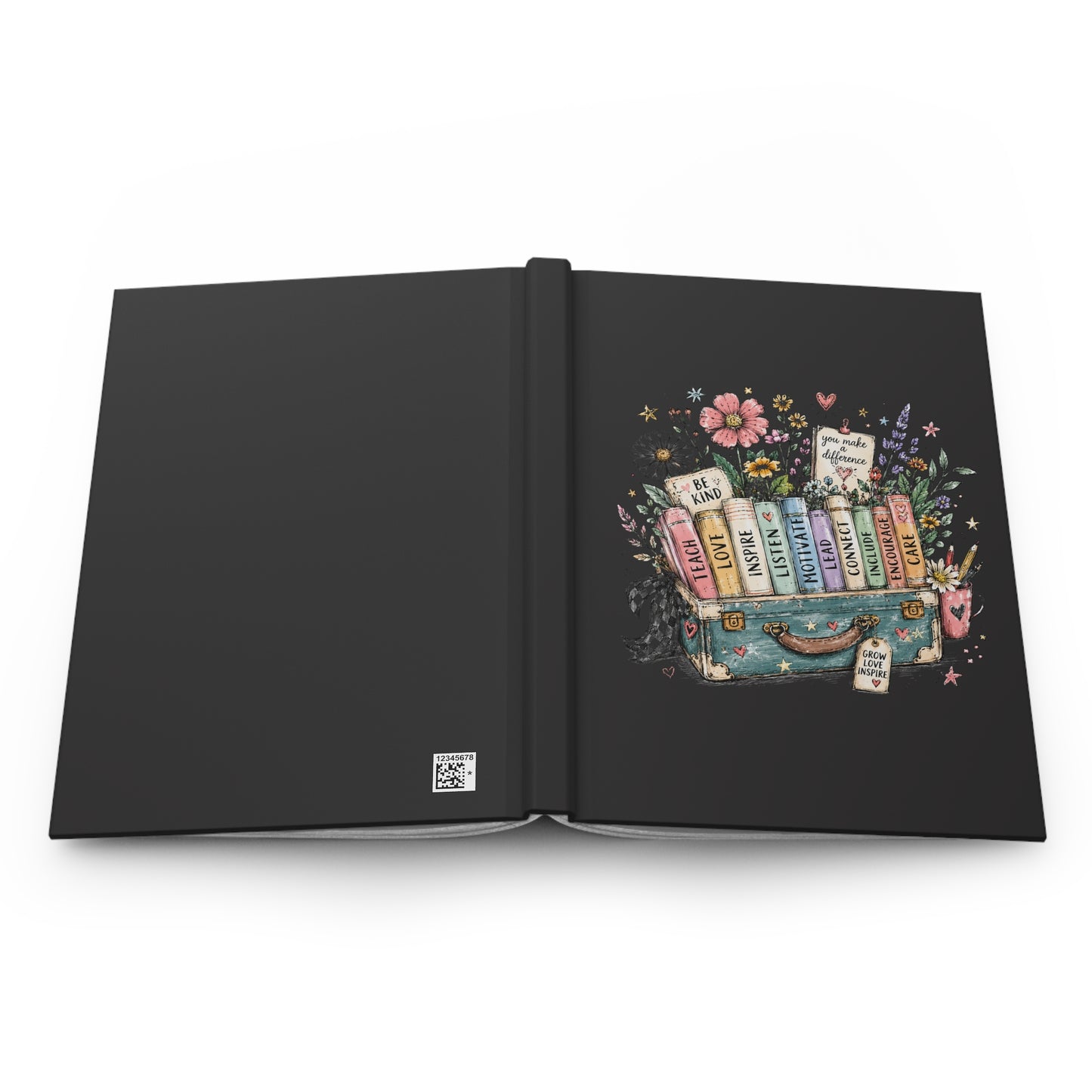 Hardcover Journal — 'Books & Blossoms' Floral Book Lover Notebook
