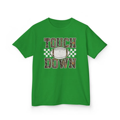Kids Football "Touchdown" Tee — Vintage Helmet & Checkered Design