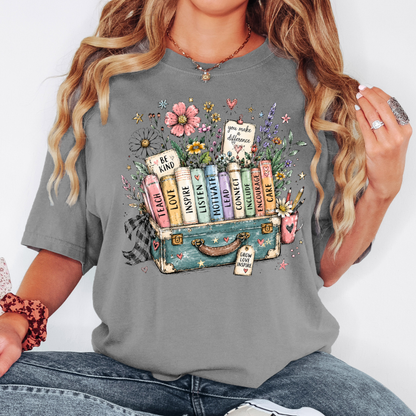 Be kind, suitcase full of books- Faith T-shirt