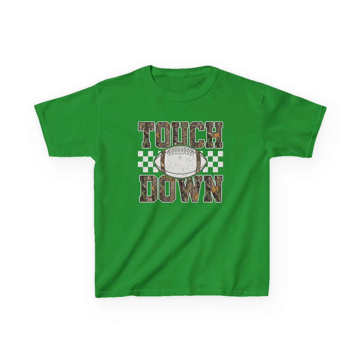 Kids Football "Touchdown" Tee — Vintage Helmet & Checkered Design
