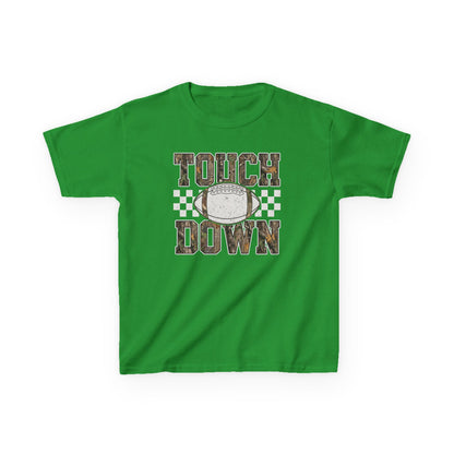 Kids Football "Touchdown" Tee — Vintage Helmet & Checkered Design