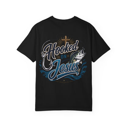 Hooked on Jesus Fishing T-Shirt — Christian Faith & Fishing Graphic Tee