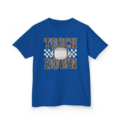Kids Football "Touchdown" Tee — Vintage Helmet & Checkered Design