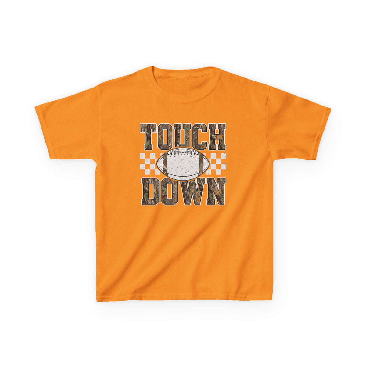 Kids Football "Touchdown" Tee — Vintage Helmet & Checkered Design