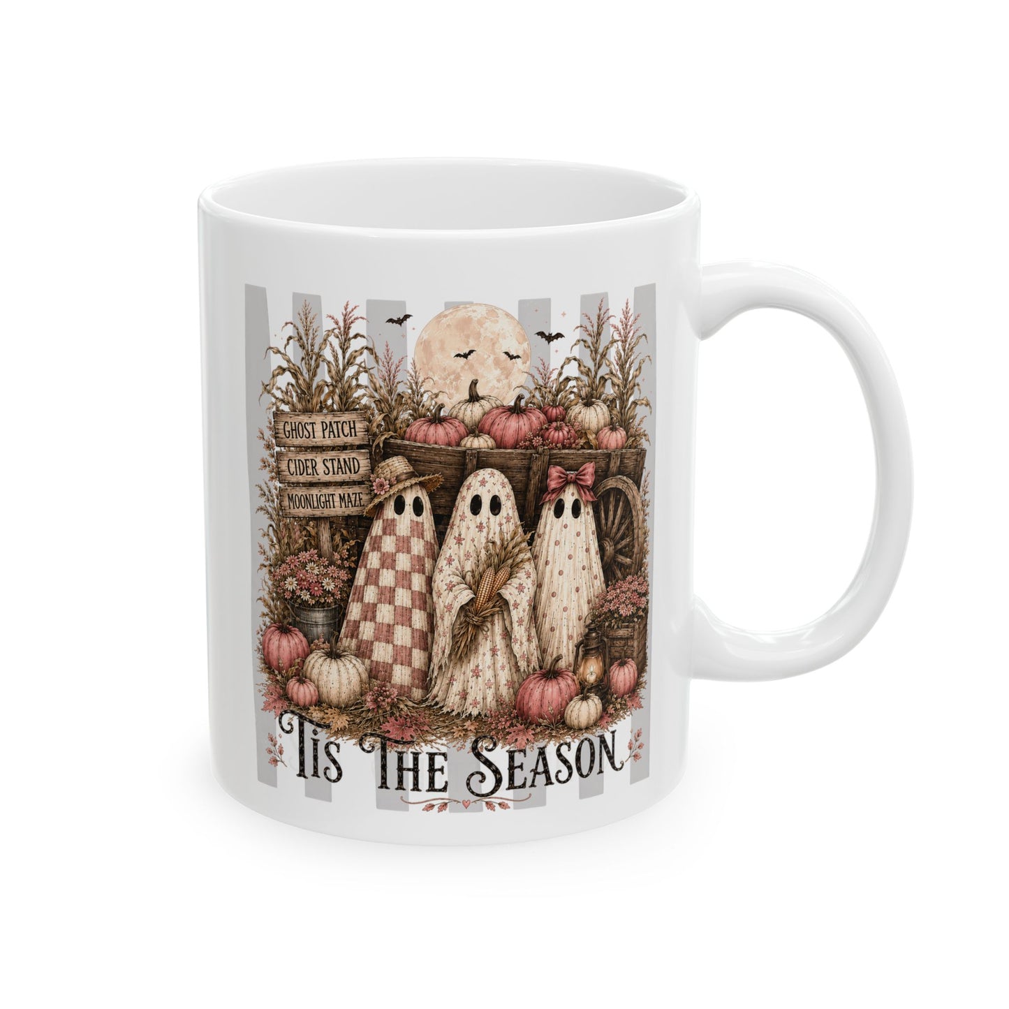 Autumn Harvest Ceramic Mug — Cozy Fall Pumpkin & Wreath Coffee Cup (11oz)