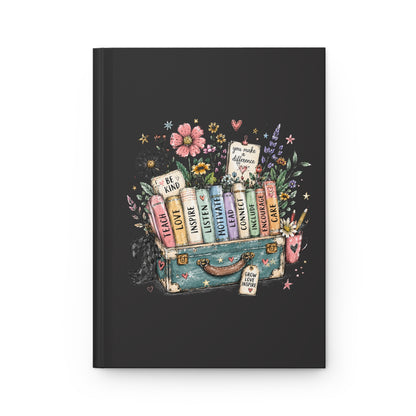 Hardcover Journal — 'Books & Blossoms' Floral Book Lover Notebook