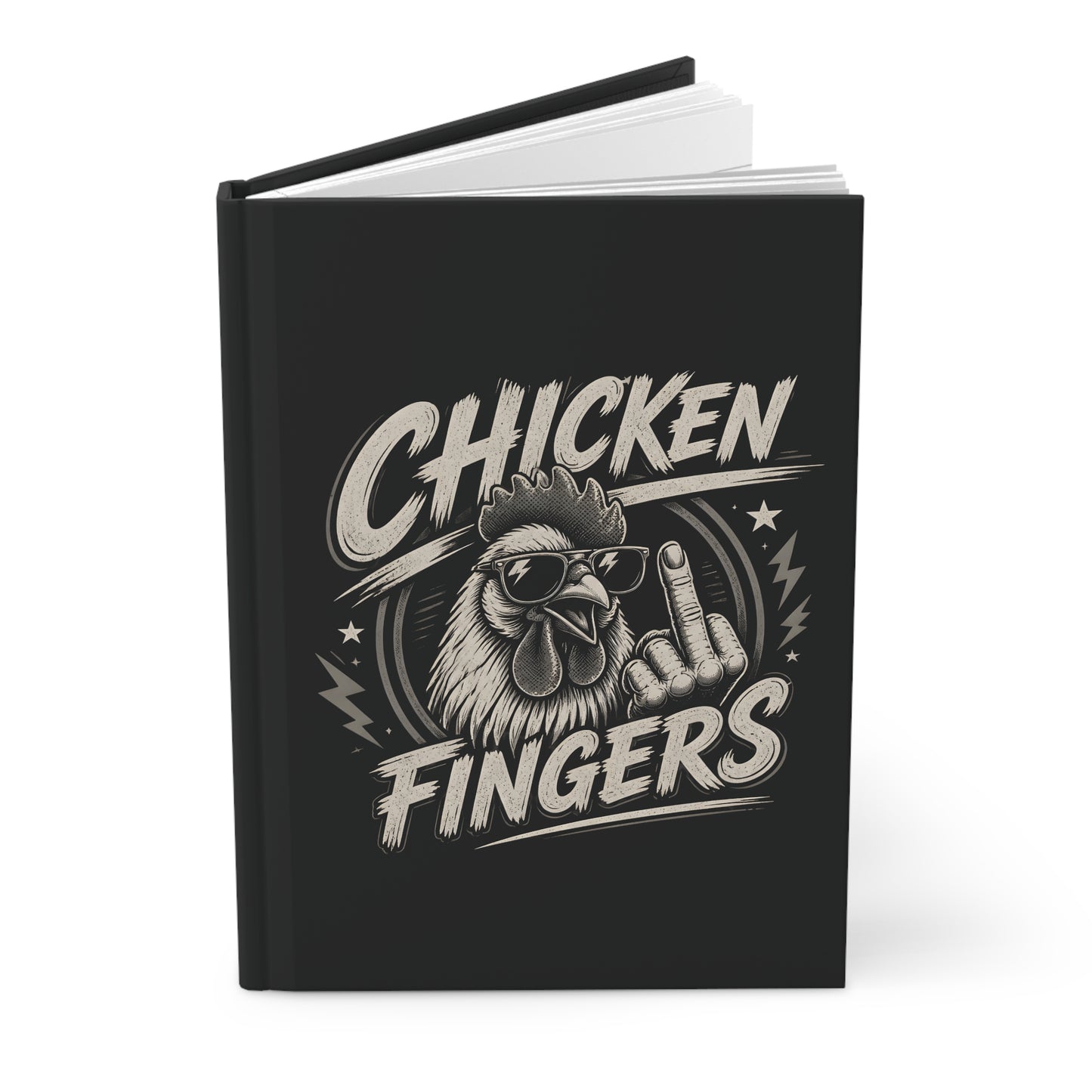 Chicken Fingers Hardcover Journal — Funny Rooster Middle Finger Notebook