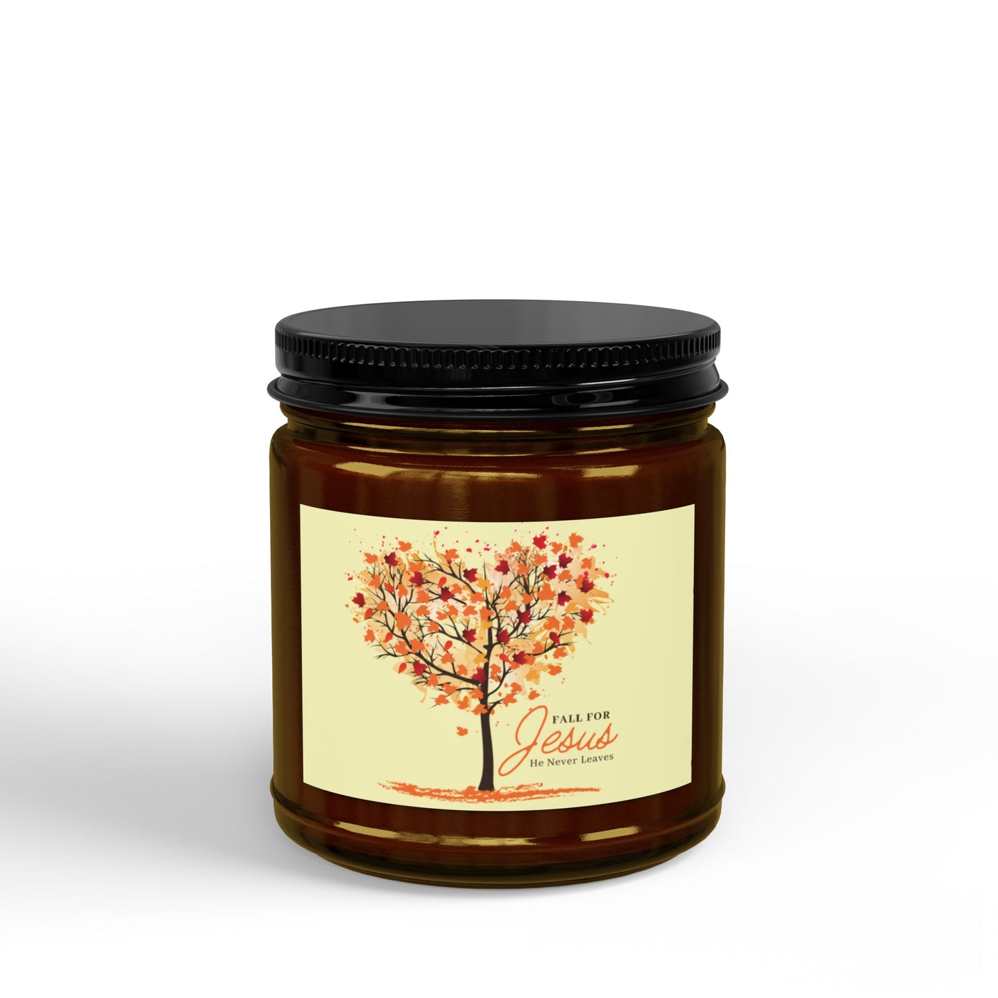 Faithful Autumn Soy Candle — "Fall for Jesus" Amber Jar (4 & 9 oz)