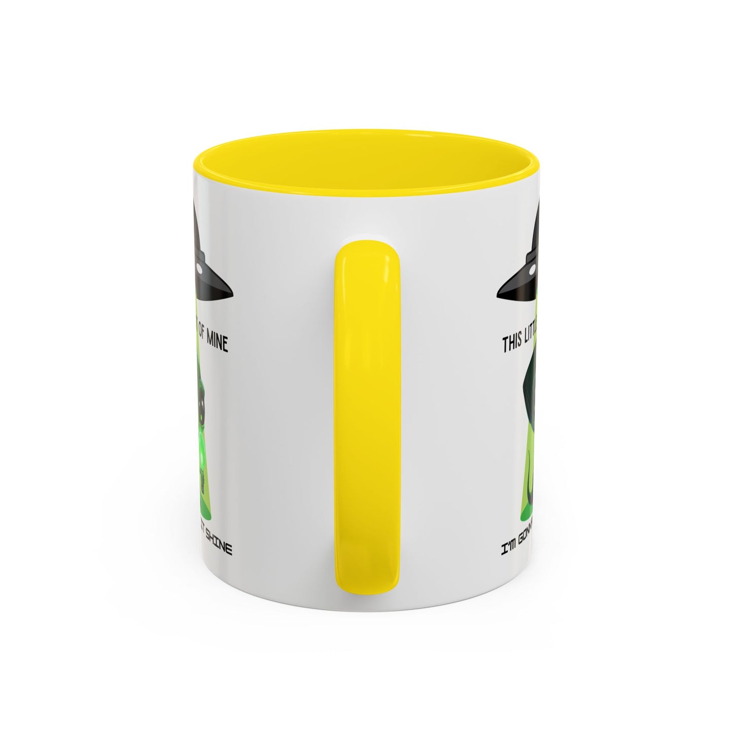 Alien UFO Coffee Mug — "This Little Light of Mine" Cute Green Alien Accent Mug (11/15oz)