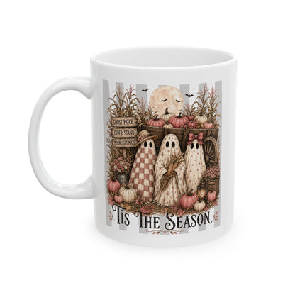 Autumn Harvest Ceramic Mug — Cozy Fall Pumpkin & Wreath Coffee Cup (11oz)