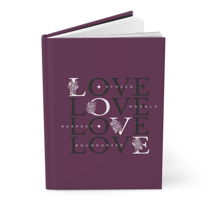 Love boundaries Hardcover Journal — Matte deep purple Notebook