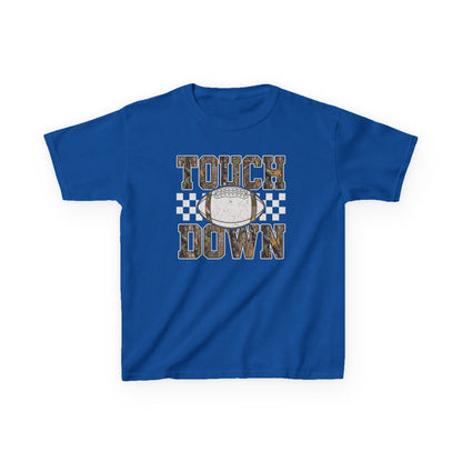 Kids Football "Touchdown" Tee — Vintage Helmet & Checkered Design
