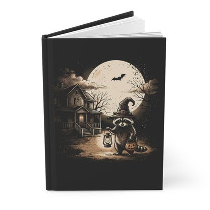 Halloween Raccoon Journal — Cute Spooky Hardcover Lined Notebook